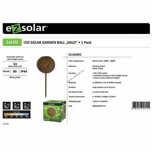Ez solar LED napelemes kerti lámpa AA akku 1.2V 300mAh 1db/csomag NiMH kép