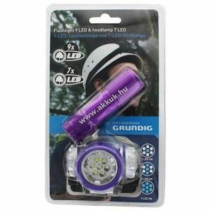 Grundig LED zseblámpa 9 LED + fejlámpa 7 LED fehér 6db LR03 elemekkel kép