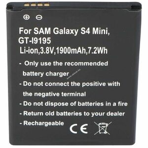 Helyettesítő akku mobiltelefon Samsung Galaxy S4 Mini GT-I9195 GT-I9190 GT-I9192 B500BE NFC kép