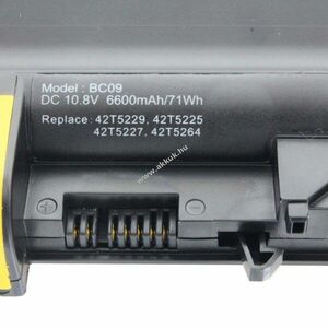 Helyettesítő laptop akku Lenovo ThinkPad R61 R500 T61 ASM 42T5265 FRU 42T4644 10, 8V 6600mAh Li-ion kép