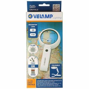 Velamp LED kézi- és asztali lámpa LE037 hordozható nagyító 8 LED 5x/11x 3 AAA elemekkel együtt kép