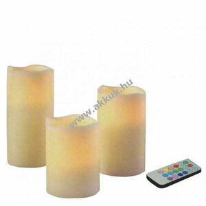 LED gyertyaszett színváltós távirányítós 3db/csomag 10cm/12, 5cm/15cm CR2025+9xAA elemekkel kép