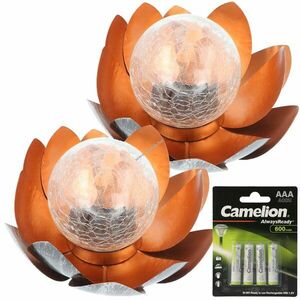 Ez solar napelemes fém lotuszvirág üveggömbbel melegfehér LED 4db AAA 1, 2V NiMH kép