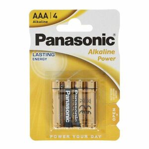 Panasonic AAA LR03 (mikro) hagyományos elem 1.5V 4db/csomag Alkaline kép