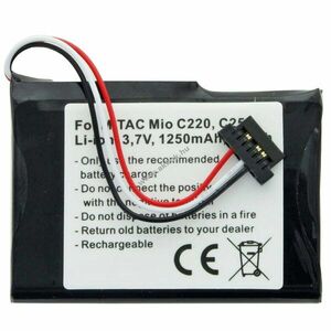 Helyettesítő akku Mitac Mio C220 C230 C250 PNA3040 PDA MP3 3, 7V 1250mAh Li-Ion kép