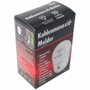 Szén-monoxid jelző Figaro szenzorral beépített 3V lítium elem 7 év élettartam 85dB/3m fehér kép