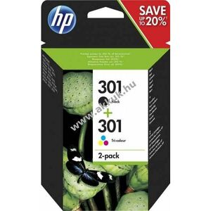 Eredeti HP nyomtató tinta kombipack N9J72AE fekete NR.301/CH561EE és színes NR.301/CH562EE kép