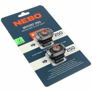 NEBO NEB-HLP-1010-G MYCRO 250 LED fejlámpa 250lm 2db/csomag zseblámpa kép