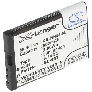 Helyettesítő akku Nokia BL-5BT mobiltelefon 3, 7V 800mAh 3, 0Wh Li-Ion kép
