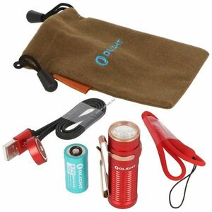 Olight Baton 3 zseblámpa 1200lm újratölthető IMR16340 3, 7V 550mAh akku piros kép