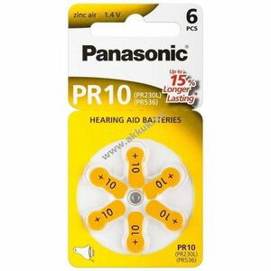 Panasonic PR10 PR-10/6LB 1, 4V 100mAh 6db/csomag hallókészülék elem Zinc-Air kép