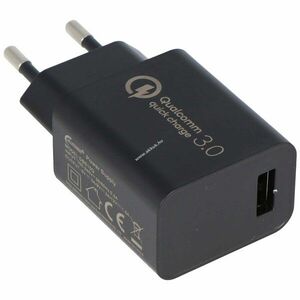 USB hálózati töltő DBS15Q QC3.0 Quick Charge 5V 3A 9V 2A 12V 1, 5A 18W fekete kép