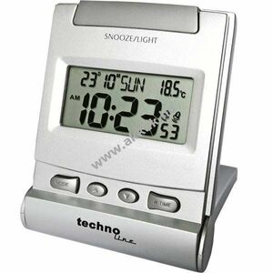 Technoline WQ170 utazó ébresztőóra kvarc 12/24h 2 ébresztés szundi dátum nap belső hőmérséklet kép