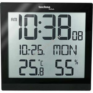 Technoline WS 8015 fekete DCF-77 rádióvezérelt falióra 4xAA Mignon ceruza kép