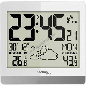 Technoline WS 8119 rádióvezérelt falióra DCF-77 12/24h dátum 4 nyelv belső-külső hőmérséklet kép