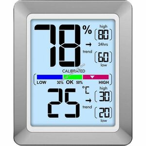 Technoline WS 9460 szobai klímaállomás króm/fehér hőmérséklet és páratartalom kijelző kép