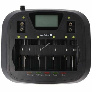 EverActive ULTRA 8 asztali gyorstöltő 1-8 akku egyenkénti felügyelet USB szállítás akku nélkül NiMH kép
