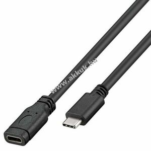 USB-C hosszabbítókábel USB 3.1 Gen1 USB-C dugó USB-C aljzat 1m fekete kép