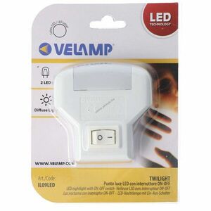Velamp TWILIGHT LED éjszakai lámpa ON/OFF kapcsoló 2 LED vertikális csatlakozó 0, 5W kép