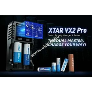 XTAR VX2 Pro akkutöltő akkukhoz 2A USB-C Li-Ion LiFePO4 NiMH kép