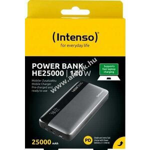Intenso HE25000 powerbank 25000mAh 140W 1xUSB-A 2xUSB-C PD 3.1 szürke-fekete 1db/csomag kép