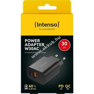 Intenso W30AC 30W USB-C Power Delivery USB-A gyorstöltő fekete 1db/csomag kép