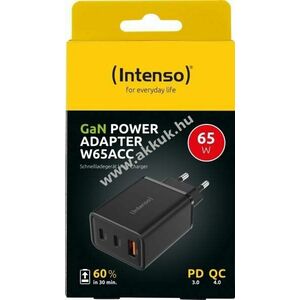Intenso W65ACC GaN USB-C és USB-A töltő 65W fekete kép