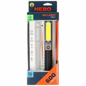 NEBO Big Larry Pro+ LED zseblámpa munkalámpa 600lm 3, 7V 2200mAh újratölthető Li-Ion kép