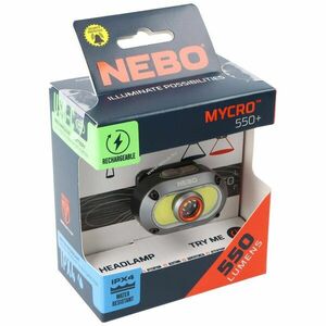 NEBO MYCRO 550 újratölthető fejlámpa 550lm USB-C Li-Ion kép