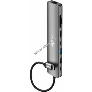 Goobay Slim 8 portos USB-C hub HDMI RJ45 5Gbit/s PD100W SD/microSD Alumínium kép