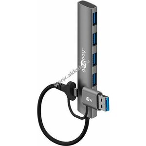 Goobay 2in1 Slim 4-port USB hub 5Gbit/s USB-C/USB-A 4x USB-A USB 3.2 kép