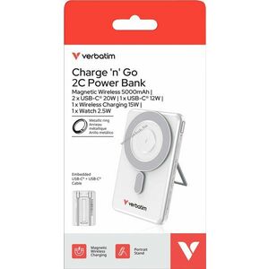 Verbatim ChargenGo 2C powerbank 5000mAh 2 integrált USB-C kábel mágneses vezeték nélküli állvánnyal kép