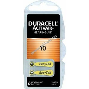 Duracell Activair 10 1.45V hallókészülék elem 6db/csomag cink-levegő kép