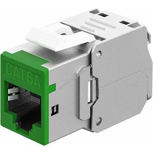 Goobay Keystone modul RJ45 CAT6A STP Slim zöld 16, 6mm széles krokodil vágóklemme LSA szerszámmentes kép