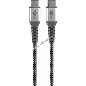 Goobay USB-C-USB-C textilkábel fém csatlakozóval 0, 15m 60W 3A űrszürke/ezüst kép