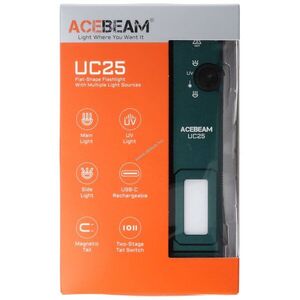AceBeam UC25 taktikai EDC zseblámpa 3100lm UV365nm 1000mAh 3, 7V zöld lézer USB-C IP65 kép