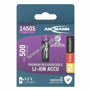Ansmann LiFePO4 AA Mignon ceruza napelemes akku 3, 2V 500mAh 1db/csomag LiFePO4 kép