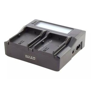 Axcom dupla asztali LCD töltő Canon LP-E6 videókamera akkuhoz 8, 4V/12, 6V/16, 8V USB kép
