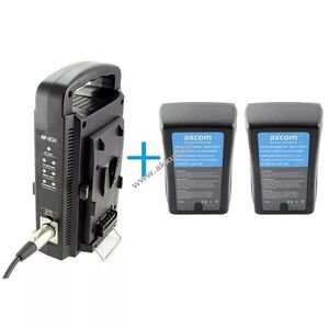 Axcom SM-CPVM-2 + 2x U-SVLO-150-UD V-Mount 2db/csomag 150Wh videókamera Li-ion kép