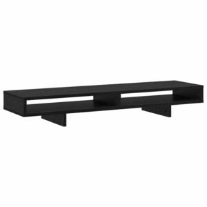 vidaXL Monitor Tartó polcokkal Fekete 100 x 27 x 15 cm Faanyag kép
