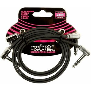 Ernie Ball Flat Ribbon Stereo Patch Cable 24" Black 2 Pack kép