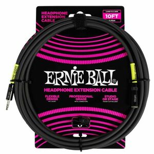 Ernie Ball Headphone Extension Cable 3.5mm to 3.5mm 10' Black kép
