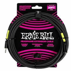 Ernie Ball Headphone Extension Cable 3.5mm to 3.5mm 20' Black kép