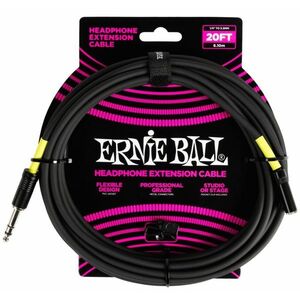 Ernie Ball Headphone Extension Cable 1/4 to 3.5mm 20' Black kép