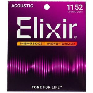Elixir Nanoweb Phosphor Bronze Custom Light kép