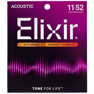 Elixir Nanoweb 80/20 Bronze Custom Light kép