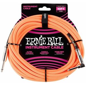 Ernie Ball 10' Braided Cable Neon Orange kép