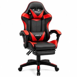 GOBORELAX Gamer szék masszázs funkció, lábtartó - fekete-piros kép