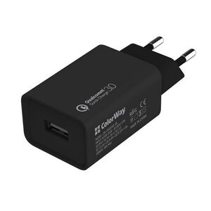 Colorway usb töltő adapter, 1usb quick charge 3.0 (18w) black (cw... kép