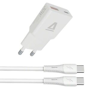 AVAX CH6413 30W GaN töltő és 60W USB-C szilikon kábel csomag, fehér kép